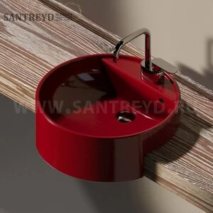 5054.3011 Полувстраиваемая раковина консольная 50 см красная Flaminia Twin