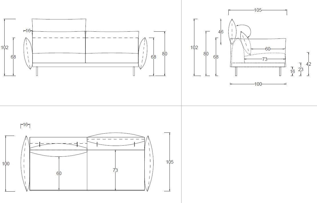 Twils 3-х местный тканевый диван с подголовником sun-id-1372324 - Вид №3