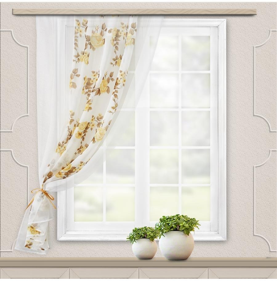 91089204 Штора на шторной ленте для кухни Моника 140x160 см цвет желтый STLM-0478131 WITERRA
