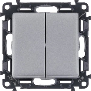 Переключатель Legrand VLN-L двухклавишный алюминий 82762681 STLM-2187756