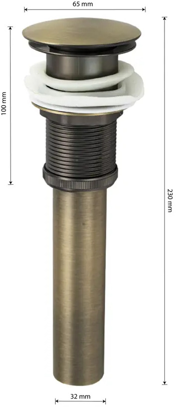91597937 Донный клапан для раковины с переливом Magnus 0603 D40 мм клик-клак бронза STLM-0998675