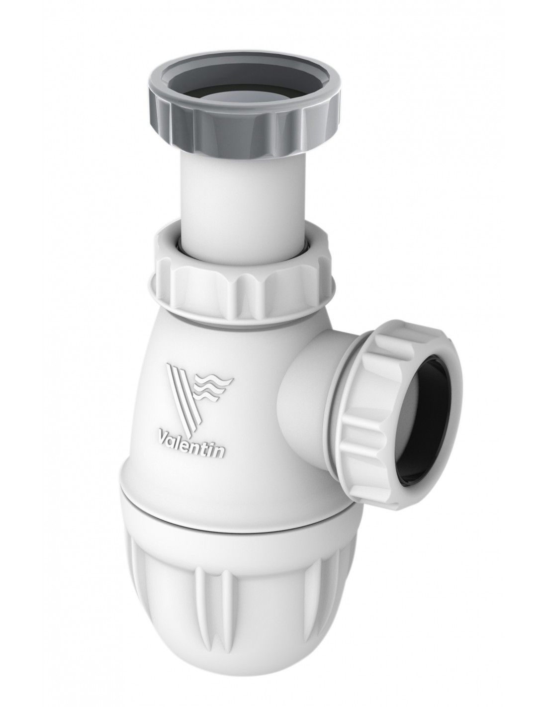 610600 001 00  Двухкомпонентный сифон для раковины со встроенной прокладкой, регулируемая высота, выход Д. 32 мм, белый Valentin Белый 