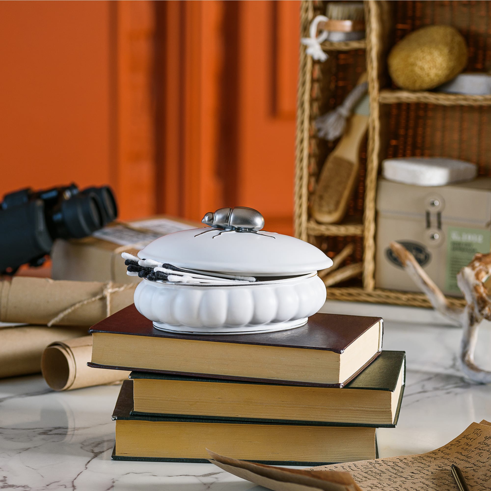 89097070 Шкатулка для ватных палочек цвет белый Buzz Fauna Santreyd  - Вид №3