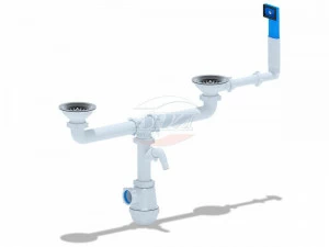 Сифон АНИ Грот 3 1/2"х40мм двойной с отводом для стиральной машины, с жестким переливом А3545