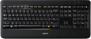920-002395 Keyboard wireless illuminated k800 (usb, fm, 4 multimedia btn, low profile) retail Logitech