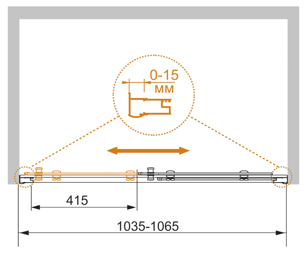 Душевая дверь в нишу CEZARES PRATICO-BF-1-105-C-Cr - Вид №7