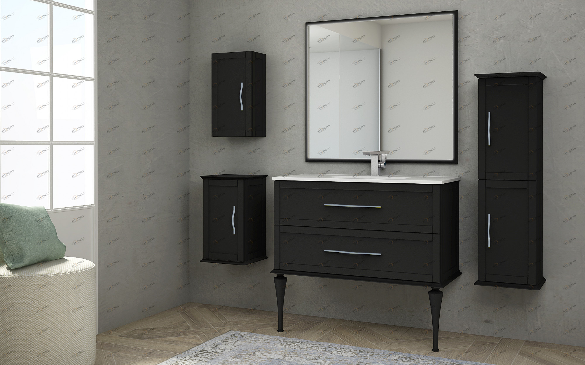 Мебель для ванной CEZARES TIFFANY 101 Nero grafite 54952