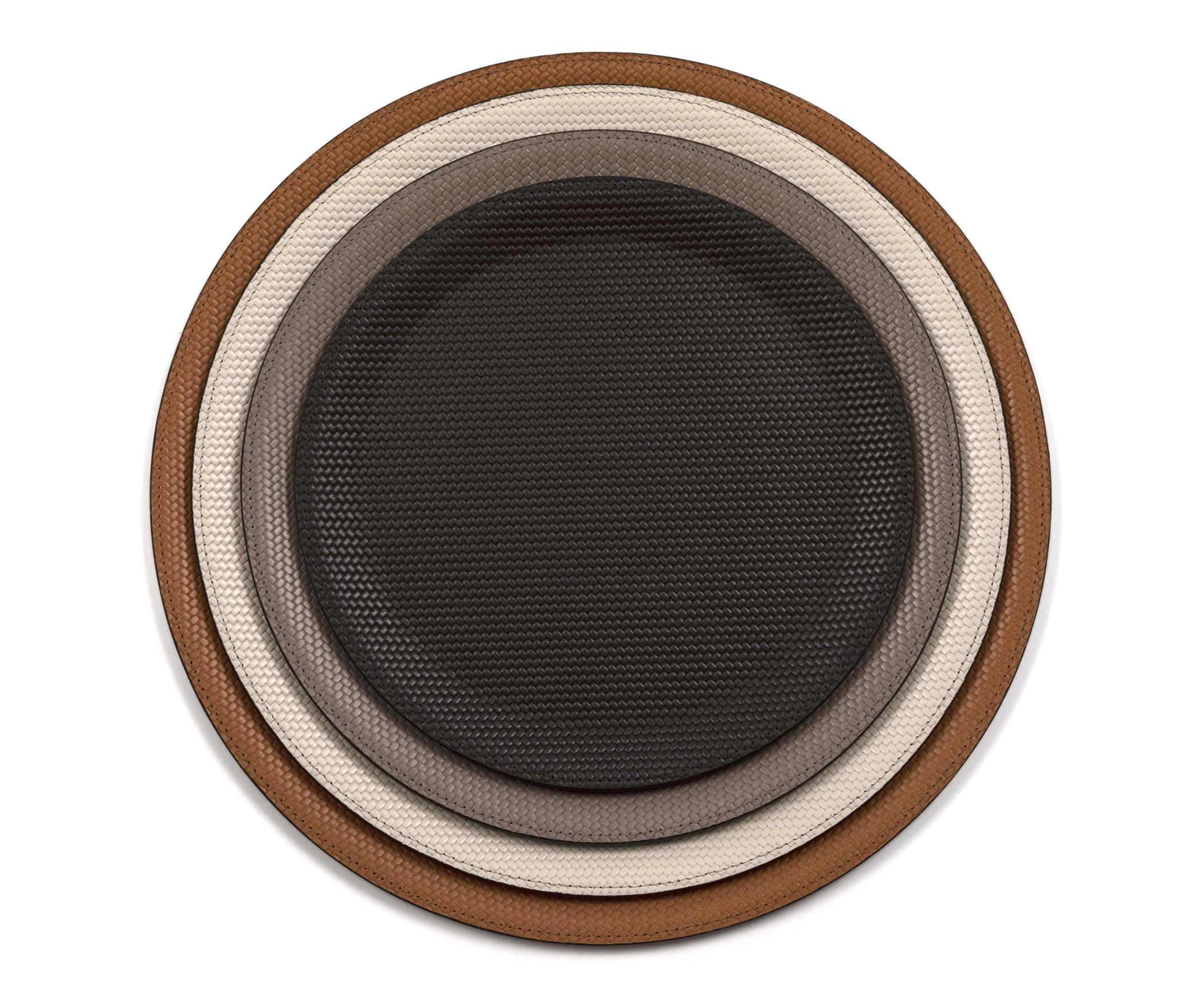 Victor Круглый поднос - Ø 30 см / зернистая кожа_серо-коричневый Pinetti 00.1950.029.048 - Вид №5