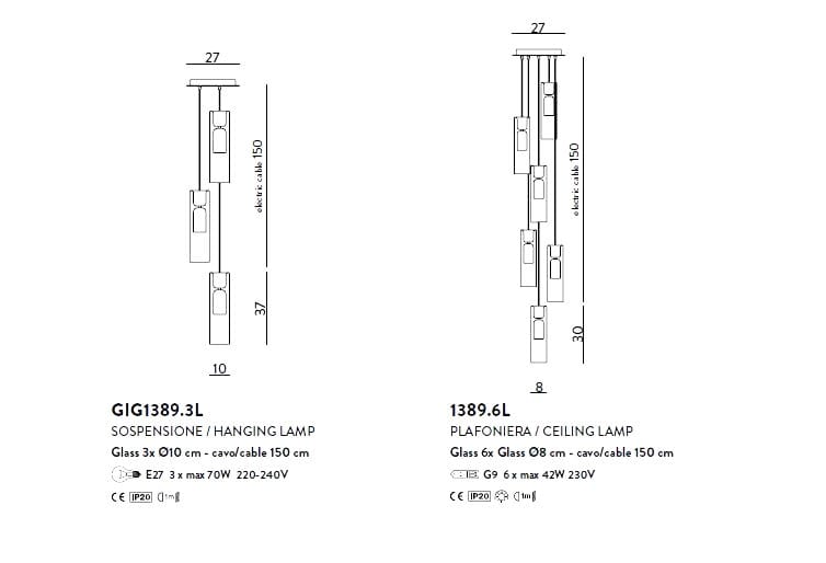 Металлический подвесной светильник из боросиликатного стекла Cangini & Tucci ARCH-00032944 - Вид №6