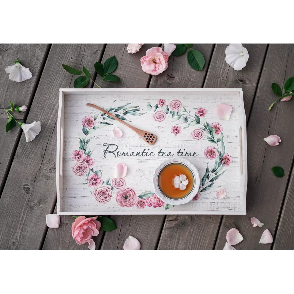 Поднос прямоугольный Розалия 41x28 см фанера цвет белый 82853278 STLM-2086703 Santreyd  - Вид №1