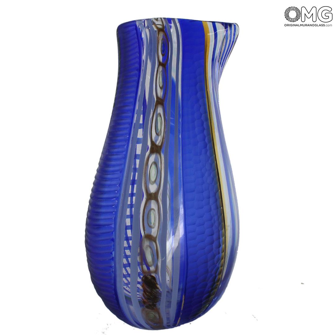 4400 ORIGINALMURANOGLASS Ваза Синяя Лагуна - Афро Челотто - муранское стекло OMG 34 см  - Вид №1