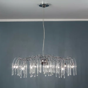 Люстра подвесная со стеклянными подвесками на 10 ламп хром Frezia Light 117639 FREZIA LIGHT ДИЗАЙНЕРСКИЕ 00-3953621 Прозрачный;хром