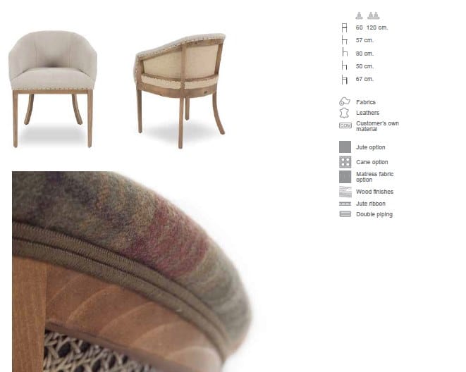 Мягкий стул из коровьей кожи с подлокотниками CREARTE COLLECTIONS Girona Essence ARCH-00064600 - Вид №9