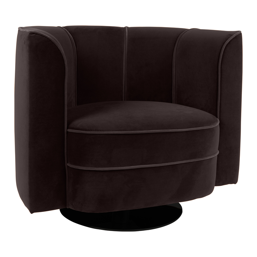 Кресло Flower черное крутящееся на одной ножке Dutchbone 3100068 - Вид №2