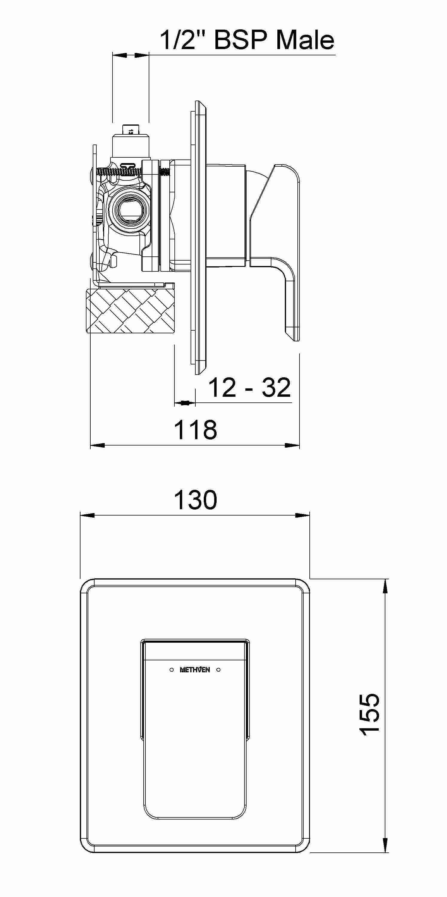 KIAPS2CP Смеситель для душа Kiri с Fastflow II Methven  - Вид №1
