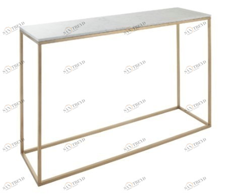 Консоль белая с мраморной столешницей и металлическими ножками Faceby RVASTLEY PUSHA 061024 Белый;золото 