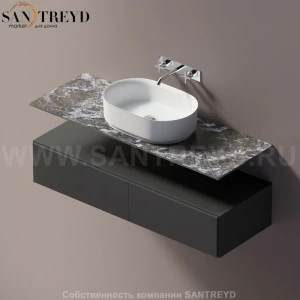 Agape ELL Подвесная столешница с возможностью установки 1-2 раковины. Размер: длина от 140 см до 160 см. Отделка: серый мрамор AELLN1MCC1416KD