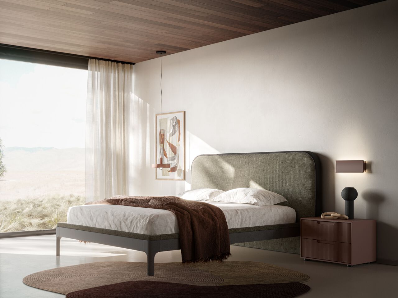 Деревянная двуспальная кровать с мягким изголовьем Santalucia Mobili PONENTE ARCH-00027171 - Вид №3