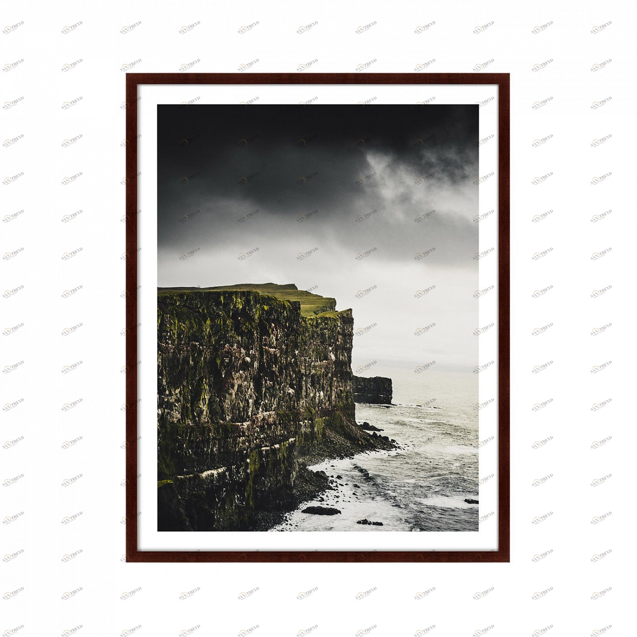 Фотокартина в деревянной раме 130х102 см The Cliff in Northern Ireland КАРТИНЫ В КВАРТИРУ  264730 Бежевый;белый;черный;разноцветный 