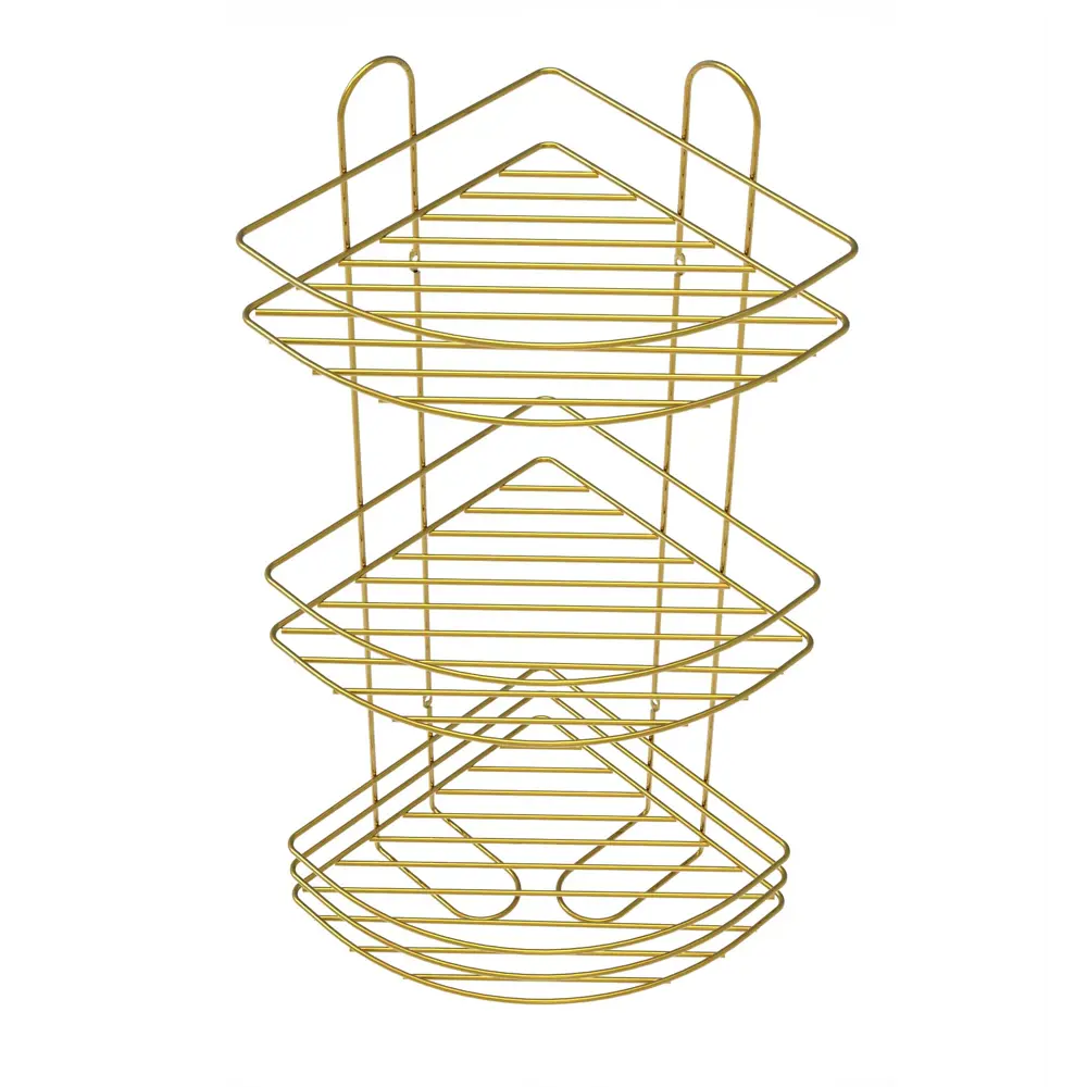 Полка для ванной Lemer Nil трехъярусная 23x23 см металл цвет золото STLM-2198963