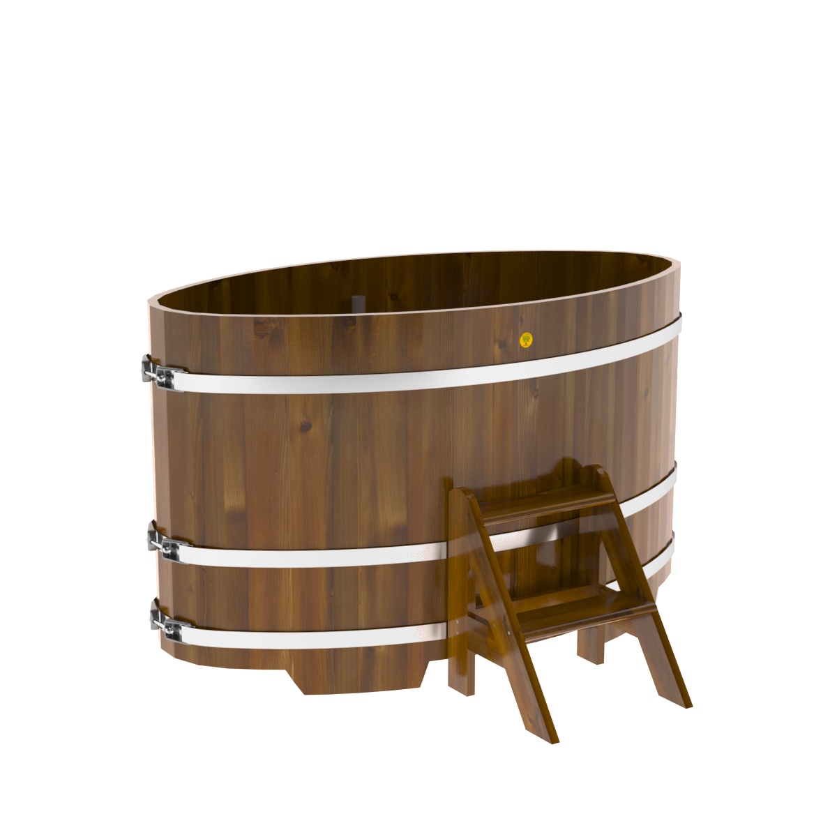 2271 Купель овальная из лиственницы Рустик 0,92х1,66х1,0 морёная Alyarus  - Вид №1