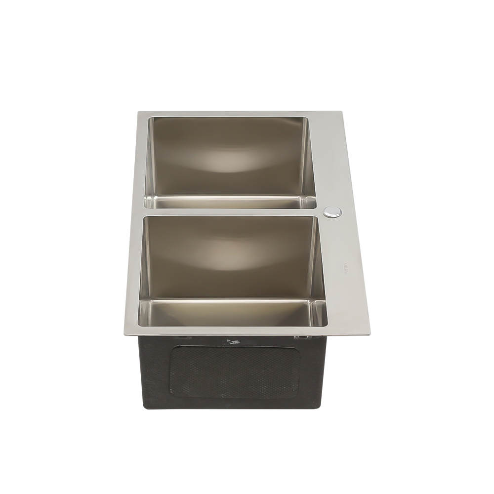 Мойка HS8045 MELANA ProfLine 3,0/220 САТИН 2-я чаша, врезная прямоугольная с коландером HS8045 HS8045 сатин - Вид №4