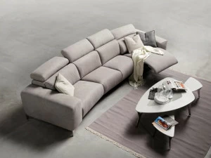 Rossini Sofas Секционный изогнутый кожаный диван с регулируемой спинкой