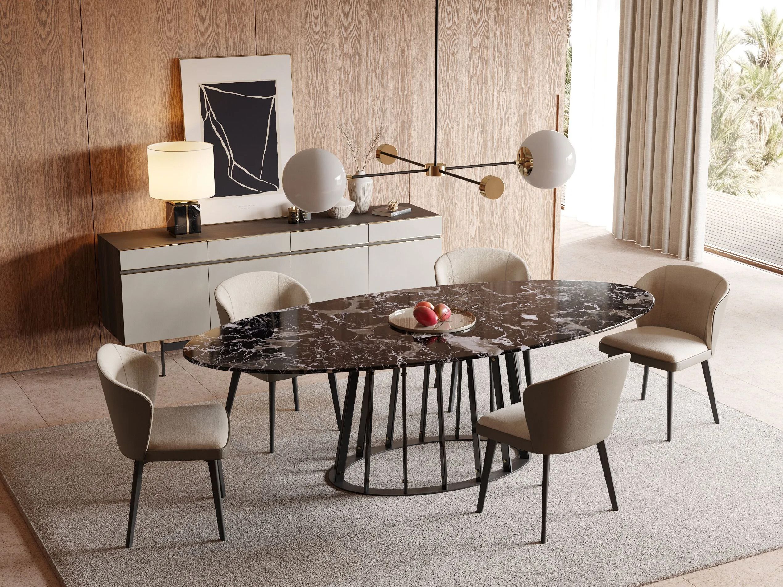 Овальный обеденный стол из черного мрамора Marquina Laskasas ANN ARCH-00034076 - Вид №4