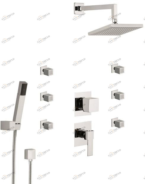 Rubinetterie Mariani Душевой набор с переключателем, ручным душем и верхним душем Polar 170-pa