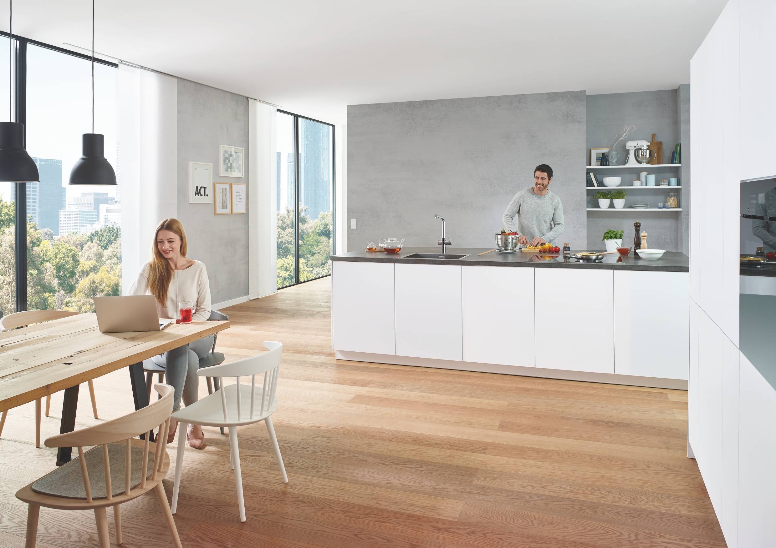 Комплект с вентилем для кухни GROHE Red Mono New, бойлер M-size, без функции смесителя, хром (30085001) - Вид №1