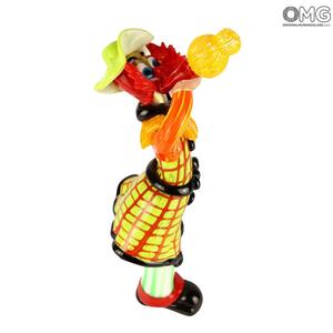 2573 ORIGINALMURANOGLASS Статуэтка Клоун с бутылкой вина - муранское стекло OMG 18 см