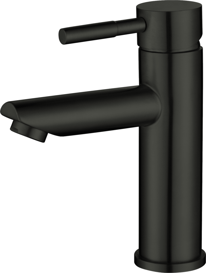 Смеситель д/ум MELANA-610101PVD-B Tondo нерж.сталь, однорычажный, черный, литой излив