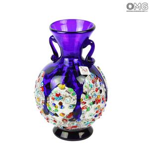 601 ORIGINALMURANOGLASS Ваза-сосуд Синяя Муррина Murrina blu - муранское стекло OMG 13 см