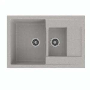 90403321 Врезная мойка Gamma Stone GS-11 75x50.50 глубина 20 см литьевой мрамор цвет серый STLM-1520318