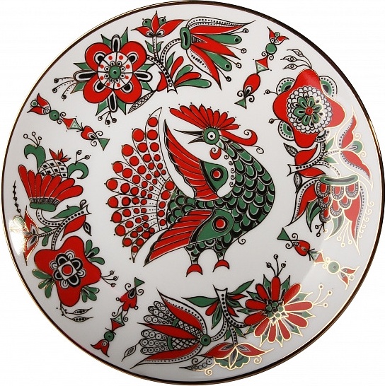 82123 Императорский фарфоровый завод Тарелка декоративная 19,5см "Красная птица" "Эллипс" Фарфор твердый 