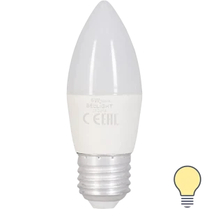 Лампа светодиодная Bellight E27 220-240 В 6 Вт свеча 480 лм, тёплый белый свет