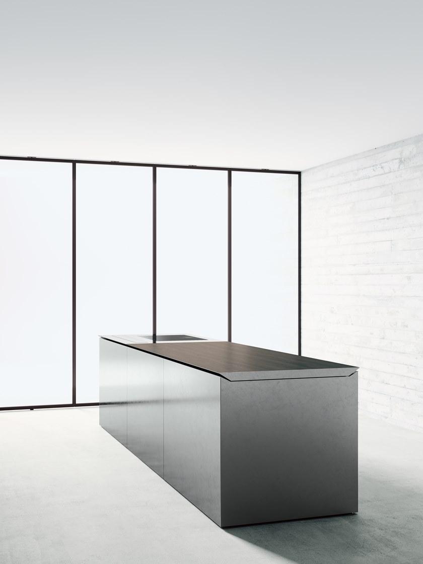 Boffi Кухня из нержавеющей стали и дерева с островом sun-id-1425941 - Вид №10