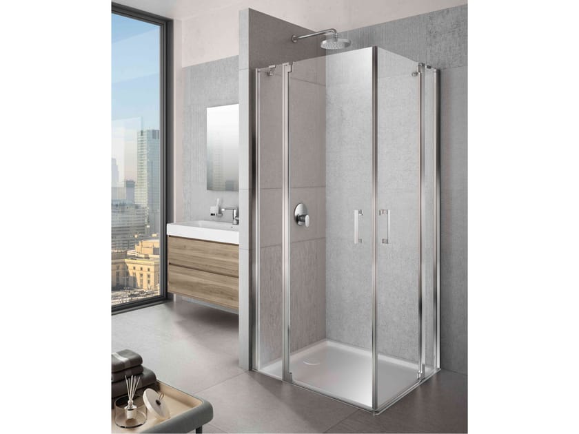 Угловая душевая кабина из закаленного стекла с распашной дверью Provex Industrie ARCH-00033173