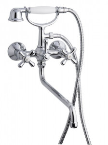 12011СМ25BR Смеситель Deco Classic с длинным изливом (25см) и ручным душем для ванной, цвет бронза