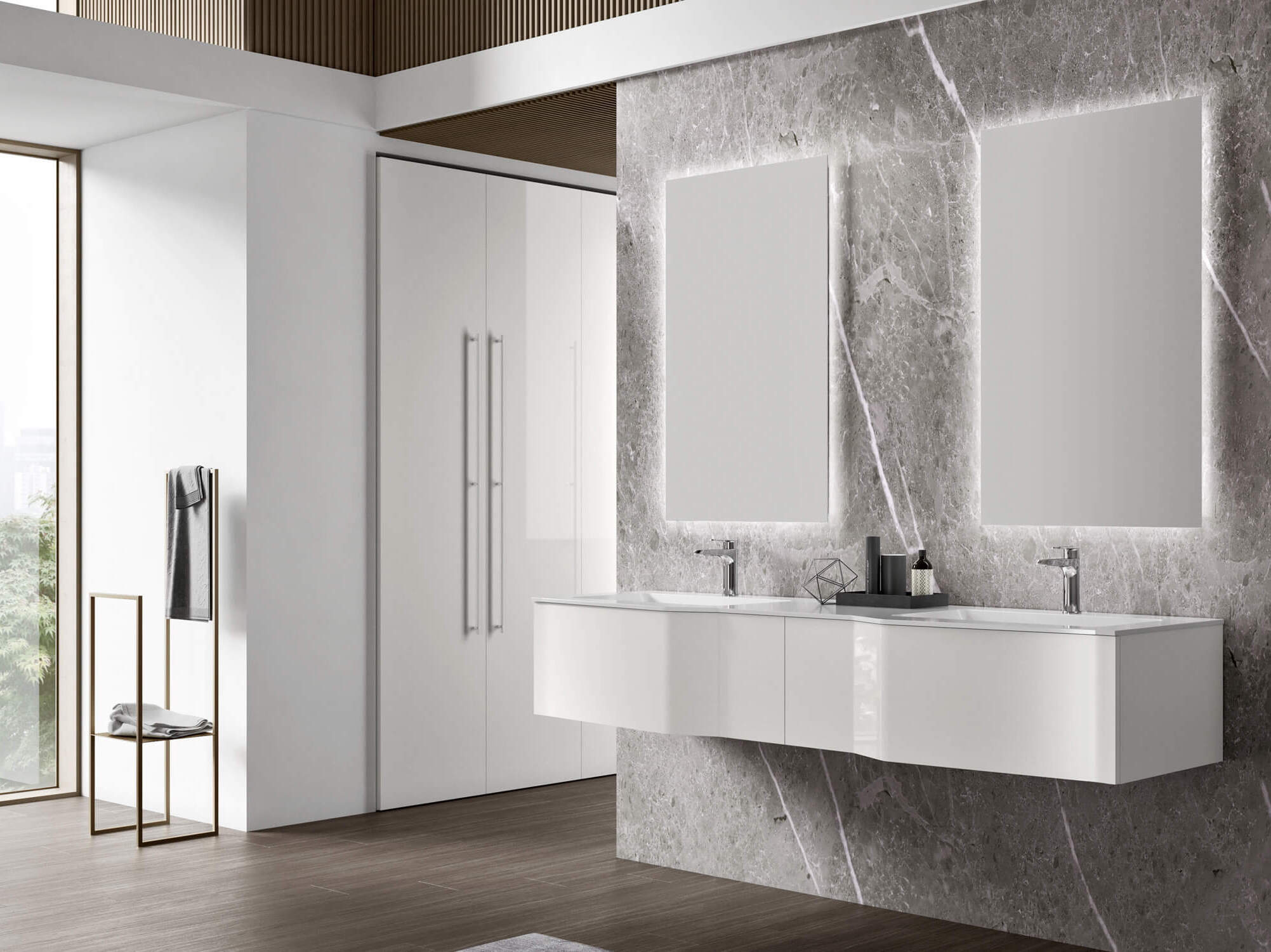 Двойной подвесной умывальник с ящиками Gruppo Geromin Str8 ARCH-00079466