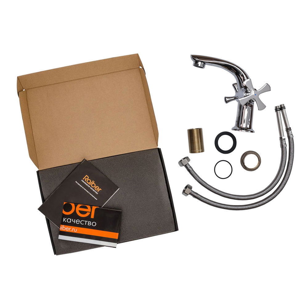 R3301 Смеситель для раковины Logis с двумя рукоятками Raiber  - Вид №1