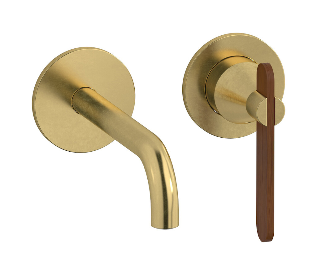 Встроенный в стену смеситель для раковины на 2 отверстия в комплекте с донным клапаном WE ARE IB so008cf Natural Brass Soho