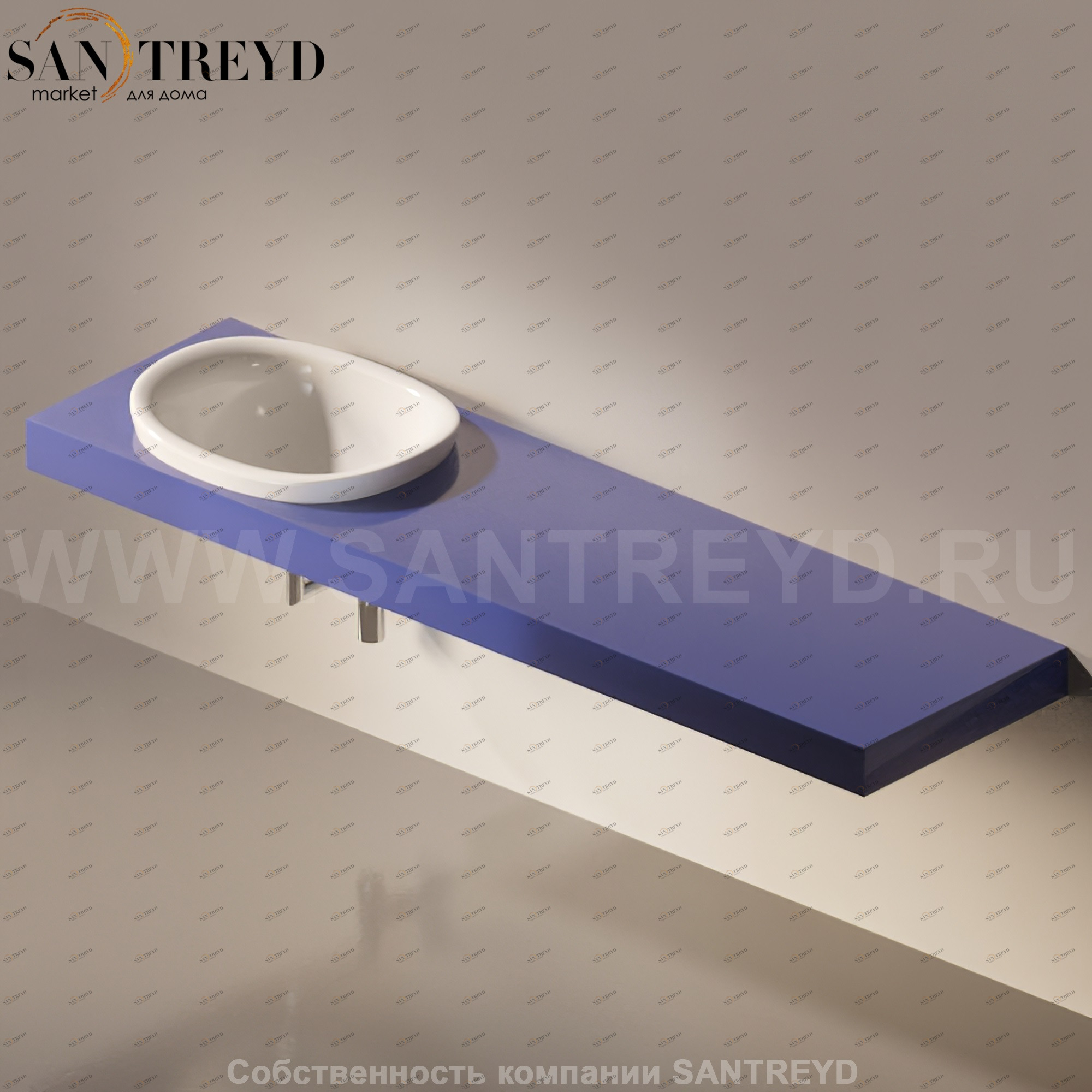 Flaminia IO e SI Столешница с отверстием под раковину от 80 до 250 см синяя IO60M4.5003 Ceramica Flaminia IO60M45003