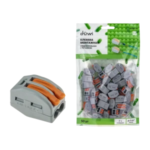 84746776 Клеммы соединительные монтажные с рычажком Duwi СМК 222-412 2-проводные 4мм² серые 50шт 26622 8 STLM-1110774