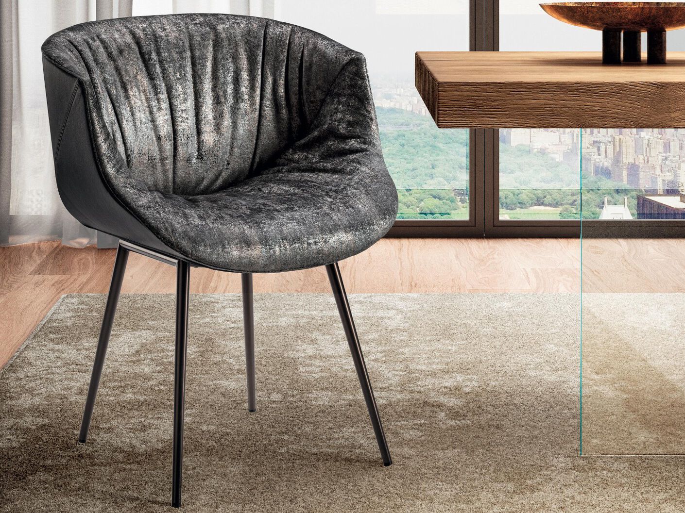 Стул из искусственной кожи с подлокотниками Lago NACHO ARCH-00073318