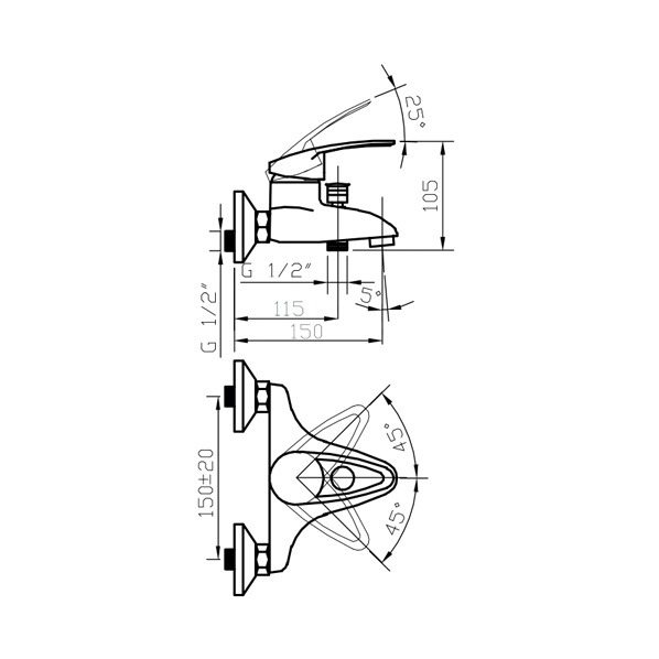40-05L Olio  Смеситель для ванны  ARGO kran 4005lolio - Вид №1