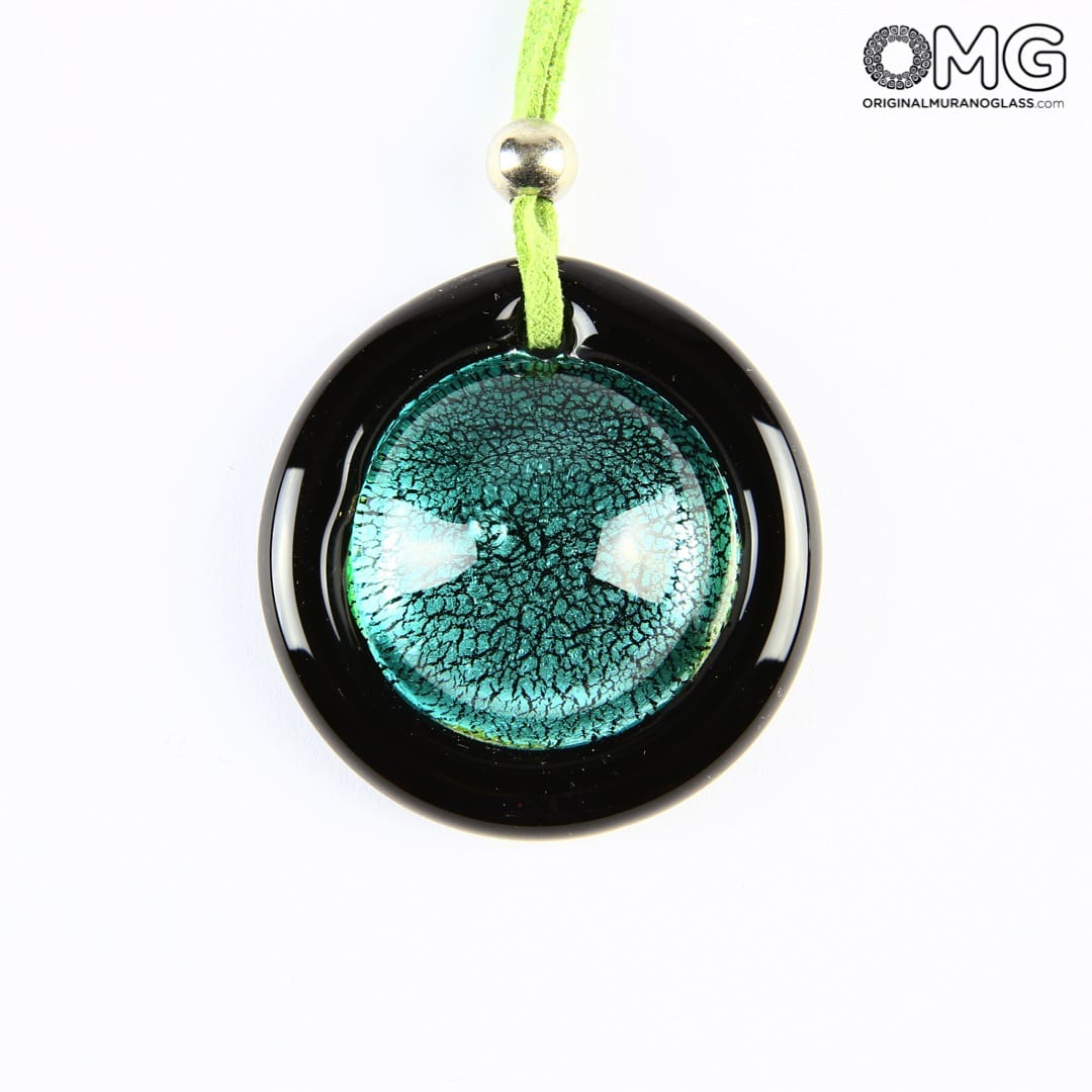 2468 ORIGINALMURANOGLASS Круглая зелёная подвеска из стекла соммерсо - муранское стекло - Original Murano Glass OMG 5 см  - Вид №1
