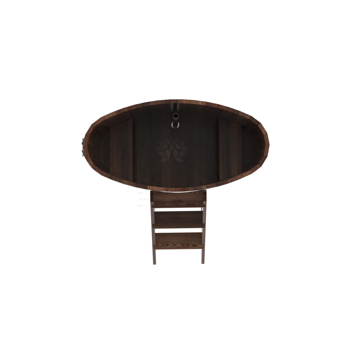 1140 Купель овальная из лиственницы 0,69х1,31х1,4 морёная премиум Alyarus  - Вид №4