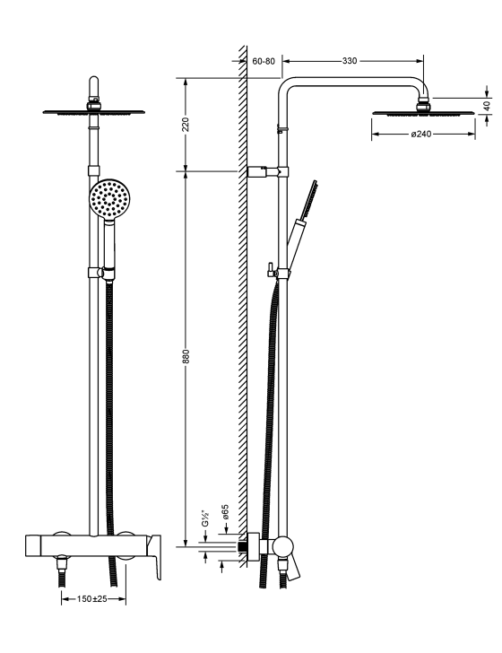 Душевая стойка в комплекте JOERGER Exalновинка 632.20.665.000 - Вид №1