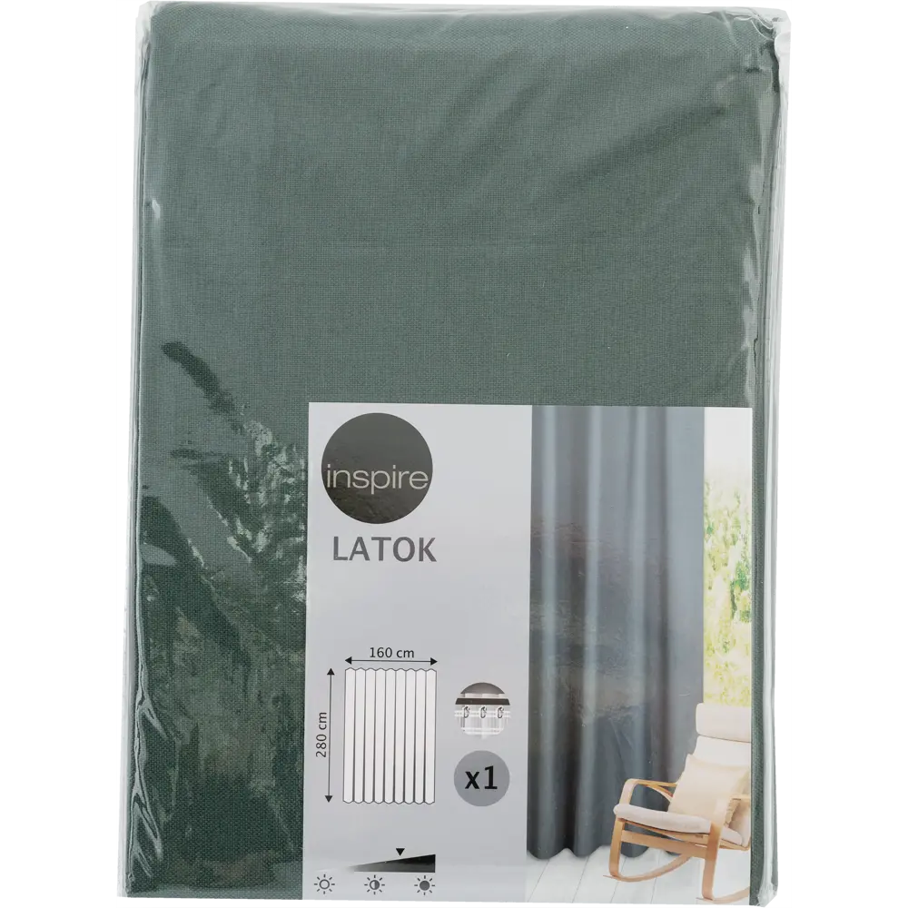 Штора на ленте Latok 160x280 см цвет зелёный 82475053 STLM-2021052 INSPIRE  - Вид №4